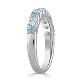 14K White Gold 1.00 CT Round Blue & White Diamond Alternating Band Ring